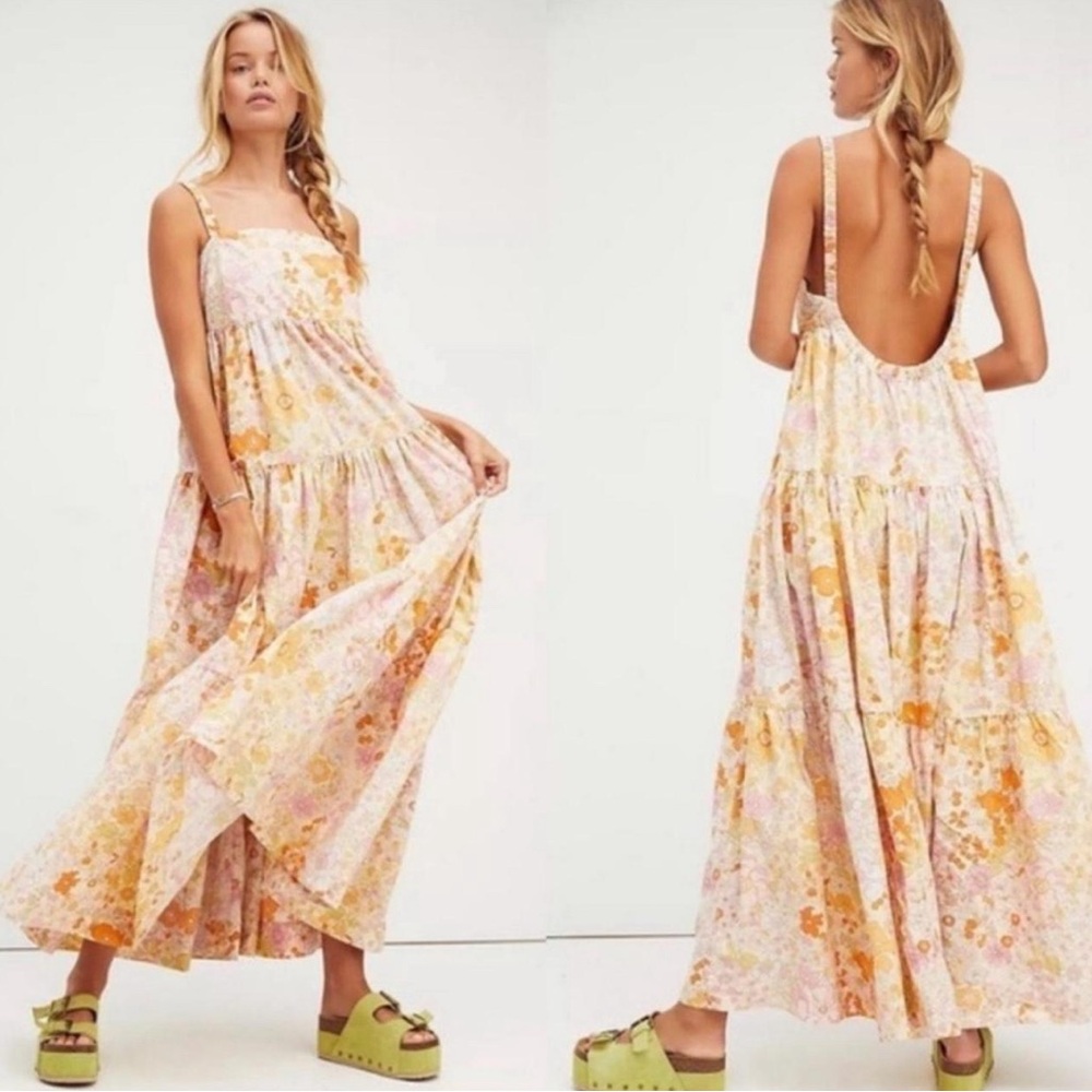 Free people park slope dress maxi floral size XS